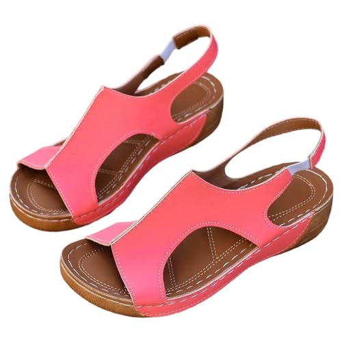 Vectry Frauen Casual Seite Hohl Gürtel Schnalle Slope Bottom Römische Schuhe Sommer Sandalen Schuhe Schwarz Damen (Pink, 36) von Vectry