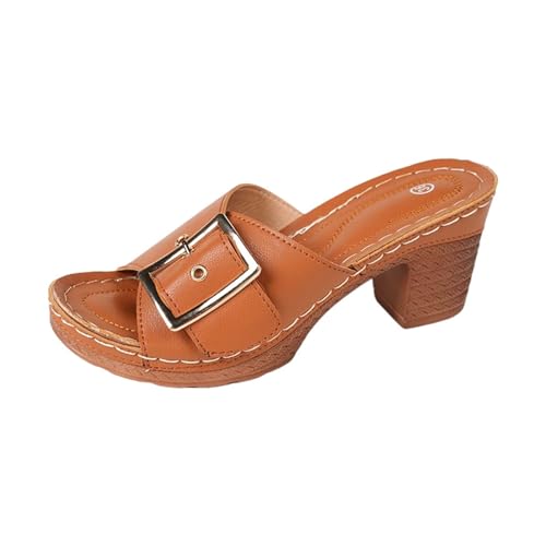 Vectry Frauen Strand Slope Heel Hausschuhe Hohl Casual Hausschuhe Slope Bottom Schuhe Retro Sandalen Neopren Schuhe Damen (Brown, 36) von Vectry