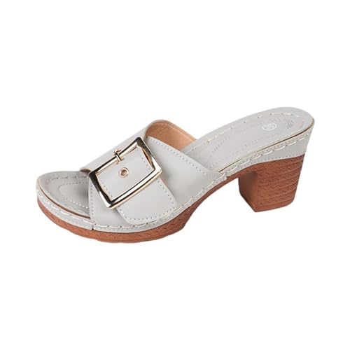 Vectry Frauen Strand Slope Heel Hausschuhe Hohl Casual Hausschuhe Slope Bottom Schuhe Retro Sandalen Neopren Schuhe Damen (Grey, 42) von Vectry