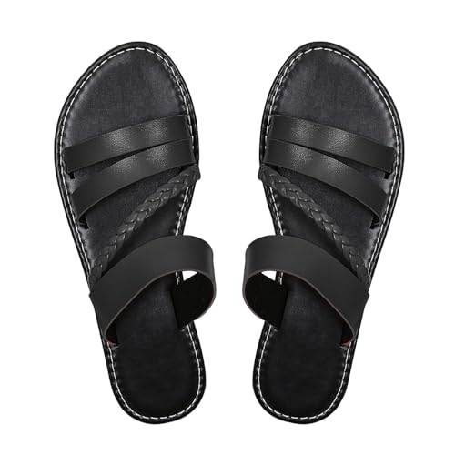 Vectry Frauen flache Hausschuhe Mode, komfortable Flachausschöpfen Sandalen Schwarz große Sommer -Sandalen Casual Classic Fashion Daily Casual Seaside Pantoffeln (Black, 38) von Vectry