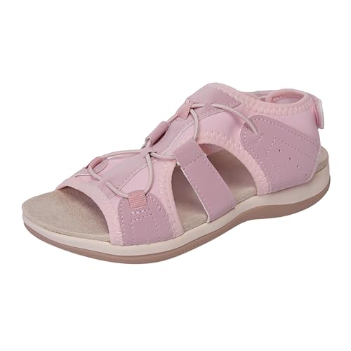 Vectry Lady Summer Sandals im Sommer zwei Paar Casual Comfort und klassische, nicht schlupfende Flachschuhe schwarze lässige Sportsandalen (Pink, 38) von Vectry