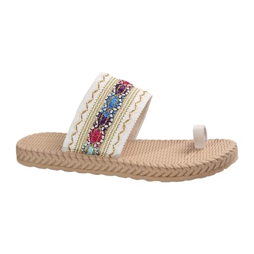 Vectry Pashanim Espandrillos Damen Damen Adiletten Kinder Adiletten Damen Orthofit Damen-Strandpantoffeln, Hohle LäSsige Hausschuhe, Clip-Toe-Retro-Sandalen Damenschuhe Weiß Größe 36 von Vectry