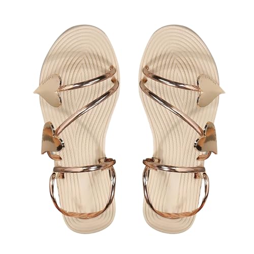 Vectry Sommer-Übergröße-Hausschuhe für Damen, One Word Love Strandsandalen Fersensporn Schuhe Damen (Gold, 38) von Vectry