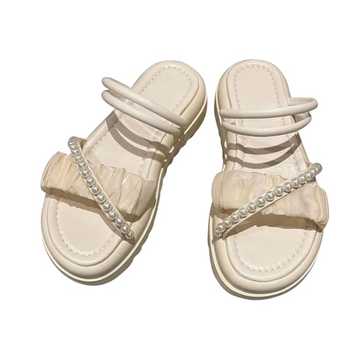 Vectry Vielseitige, flache Sandalen für Damen im Frühling und Sommer, modisch und schlank machend Hoch Schuhe Damen (White, 36) von Vectry