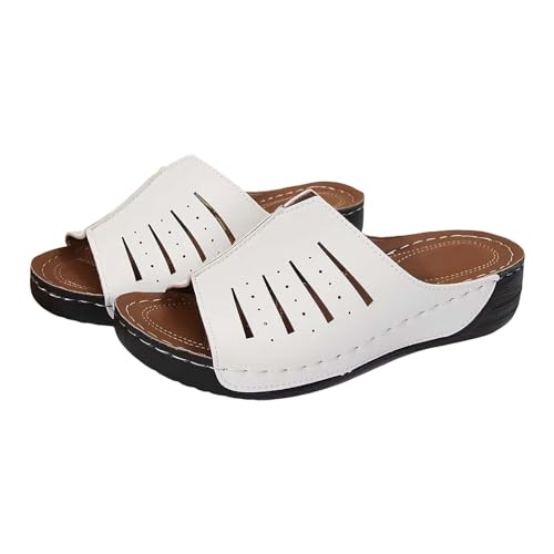 Vectry Weiblich 2024 Sommer Sandalen Freizeitneigung zu römischen Hausschuhen in Sommermutter Frauen -Hausschuhe Outdoor Pantoffeln Sandalen reine Farbe Nicht -Slip -Klassiker Mode (White, 36) von Vectry