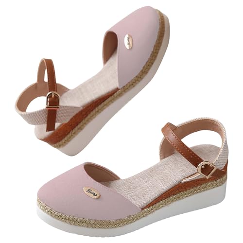 Vectry Weibliche lässige Sandalen an der Seite mit Schnallenhängen mit römischen Schuhen Sommermodische Frauen Sandalen Frauen wickeln ihre Zehenschuhe zurück. (Pink, 36) von Vectry