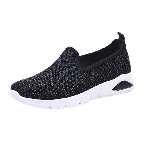 Vectry Weiche orthopädische Schuhe für Damen, atmungsaktiv, gewebt, zum Gehen, Slip-On-Schaumstoffschuhe, Fußgewölbeunterstützung, Hände, Slip-In-Sneaker Jack Schuhe Damen (Black, 38) von Vectry