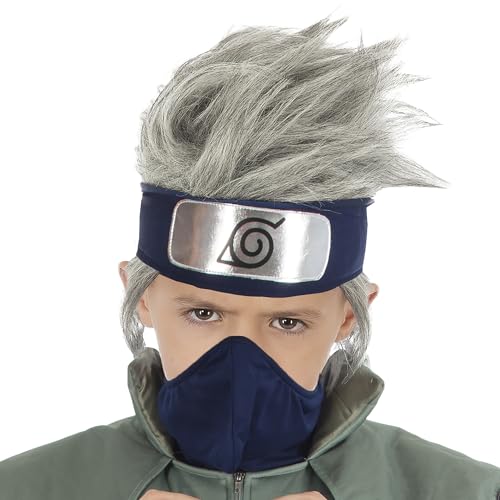 Kakashi-Perücke für Kinder Kostümzubehör Manga - Grau, Silber von Chaks