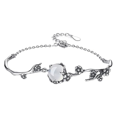 Armband aus Sterlingsilber, Armband aus 925er-Silber, 2 Stück, Mädchenarmbänder, Strandarmbänder for Damen, Damenarmbänder, Kindergeschenke, Armreifen, Perlenarmbänder for Damen ( Color : Silver_Mediu von VekkEr