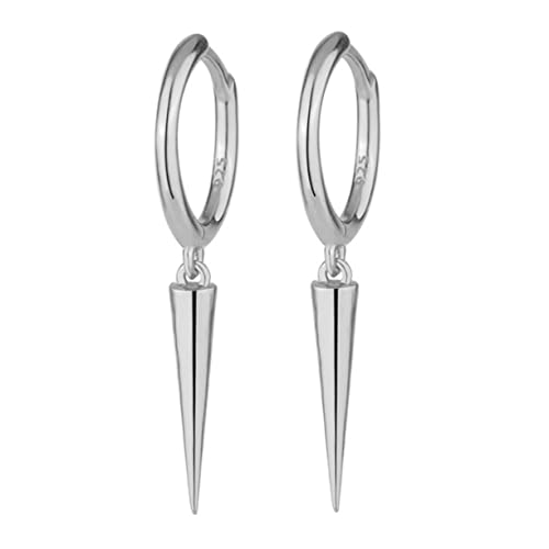 Ohrringe Silber, Ohrringe for Damen, 1 Paar S925 Silber konische Ohrstecker Sterling Silber Ohrstecker for Damen Sterling Silber Ohrringe Damen Ohrstecker (Color : Silver, Size : 2.6x0.3cm) von VekkEr