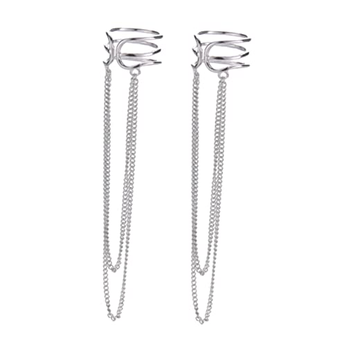 Ohrringe Silber, Ohrringe for Frauen, 1 Paar Sterlingsilber-Quasten-Ohrclips, silberne Tropfenohrringe, Quasten-Ohrmanschetten, Mrs-Ohrringe for die Braut, baumelnde Creolen von VekkEr