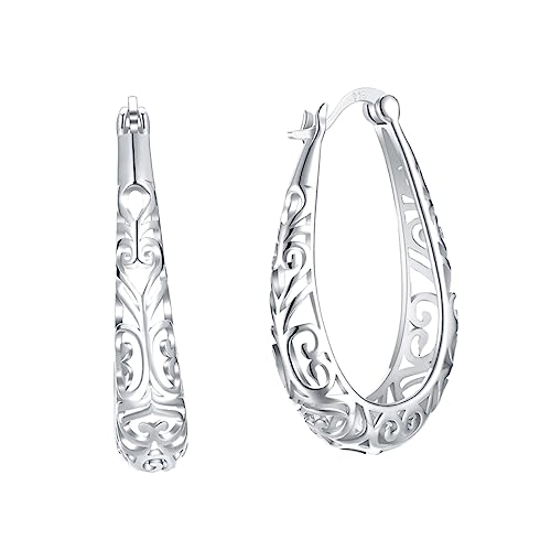 Ohrringe Silber, Ohrringe for Frauen, Sterling Silber Kupfer Ohrringe Ohrhänger for Frauen Sterling Ohrringe for Frauen Silber Sterling Ohrringe (Color : Silver, Size : Medium) von VekkEr