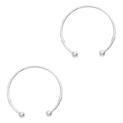 Sterling-Silber-Armband, 925-Silber-Armband, 2 verstellbare Sterling-Armreifen, Armbänder for Damen, Sterling-Armreif, Silber-Accessoires, Sterling-Silber-Schmuck ( Color : Silver , Size : Mediumx2pcs von VekkEr