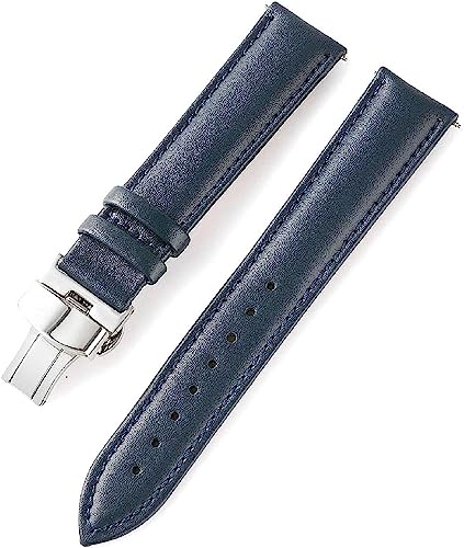 VekkEr Nylon-Uhrenarmband, Sportuhrenarmbänder, Uhrenarmband, Uhrenarmband aus echtem Leder, 12–24 mm, Uhrenarmband mit Schmetterlingsverschluss, Uhrenzubehör (Color : Dark Blue, Size : 20mm) von VekkEr