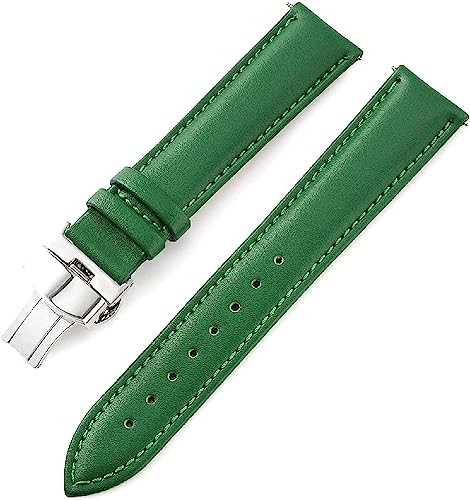 VekkEr Nylon-Uhrenarmband, Sportuhrenarmbänder, Uhrenarmband, Uhrenarmband aus echtem Leder, 12–24 mm, Uhrenarmband mit Schmetterlingsverschluss, Uhrenzubehör (Color : Grün, Size : 14mm) von VekkEr
