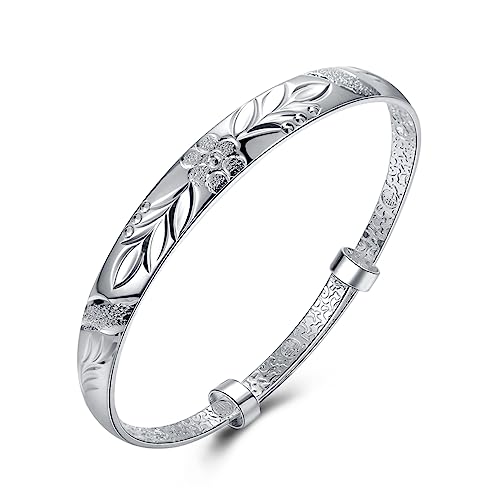 VekkEr Sterling-Silber-Armband, 925-Silber-Armband, Damen-Armreifen, Armbänder, Damen-Ohrringe, Blumen-Armbänder for Damen, Damen-Ohrringe, Damen-Armbänder, Retro-Ohrringe von VekkEr