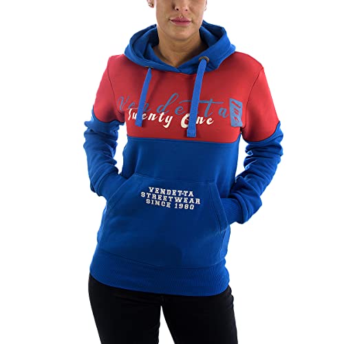 Vendetta Inc. Damen Kapuzenpullover Hoodie Retro rot, blau 104 (L) von Vendetta Inc.