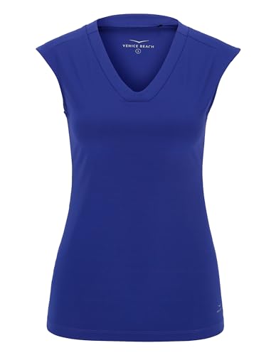 Venice Beach Sport-T-Shirt für Damen mit körpernaher Schnittform und V-Ausschnitt NIMAH L, Radiant Blue von Venice Beach