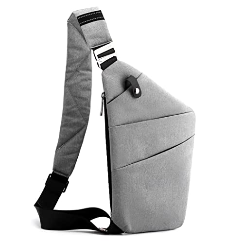 Vensivy Sling Crossbody Taschen Anti-Dieb Slim Persönliche Flex Bag Safe Geldbörse Taschen für Frauen Männer Wasserdicht, GRAU, Left Hand, Linkshänder von Vensivy