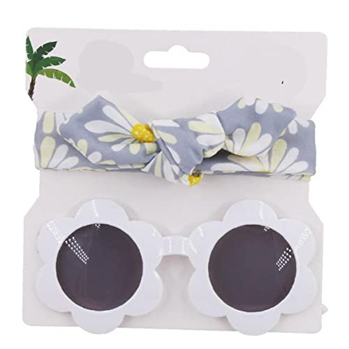 Vepoty 2pcs/set Baby Girl Sonnenbrille Uv Schutz Farbenfrohe Sonnenbrillen Bogen Stirnbänder Kopfbekleidung Kopfwäsche von Vepoty