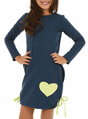 Verbelato Mädchen-Kleid mit Herzen, 6-13 Jahre Gr. 9 Jahre, blau von Verbelato