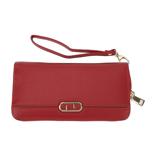 Münztasche für Damen, große Kapazität, PU-Leder, modischer Stil, Clutch, Kartentasche, Rot, mehrfarbig, 60_x_180_cm, Beauty-Etui von Verdant Touch