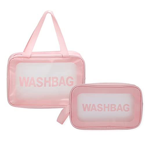 Verdant Touch Transparente Kosmetiktasche, groß, transparent, Make-up-Tasche für Damen und Mädchen, atmungsaktiv, tragbar, transparent, leicht, rosa Make-up-Organizer, mehrfarbig, 60_x_180_cm von Verdant Touch