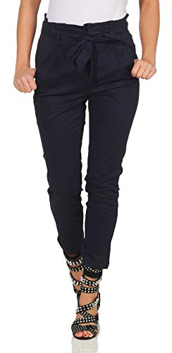 VERO MODA Damen Paperbag Stoffhose Eva mit Gürtel 10216704 Night Sky XS/30 von VERO MODA