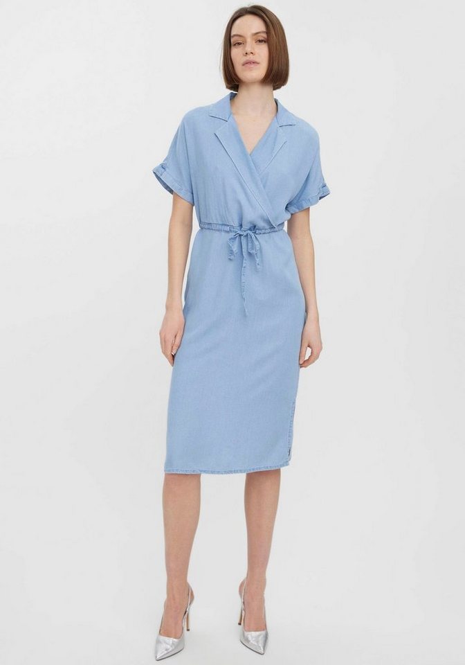 Vero Moda Jeanskleid VMLILIANA SS WRAP UTILITY CALF DRESS von Vero Moda