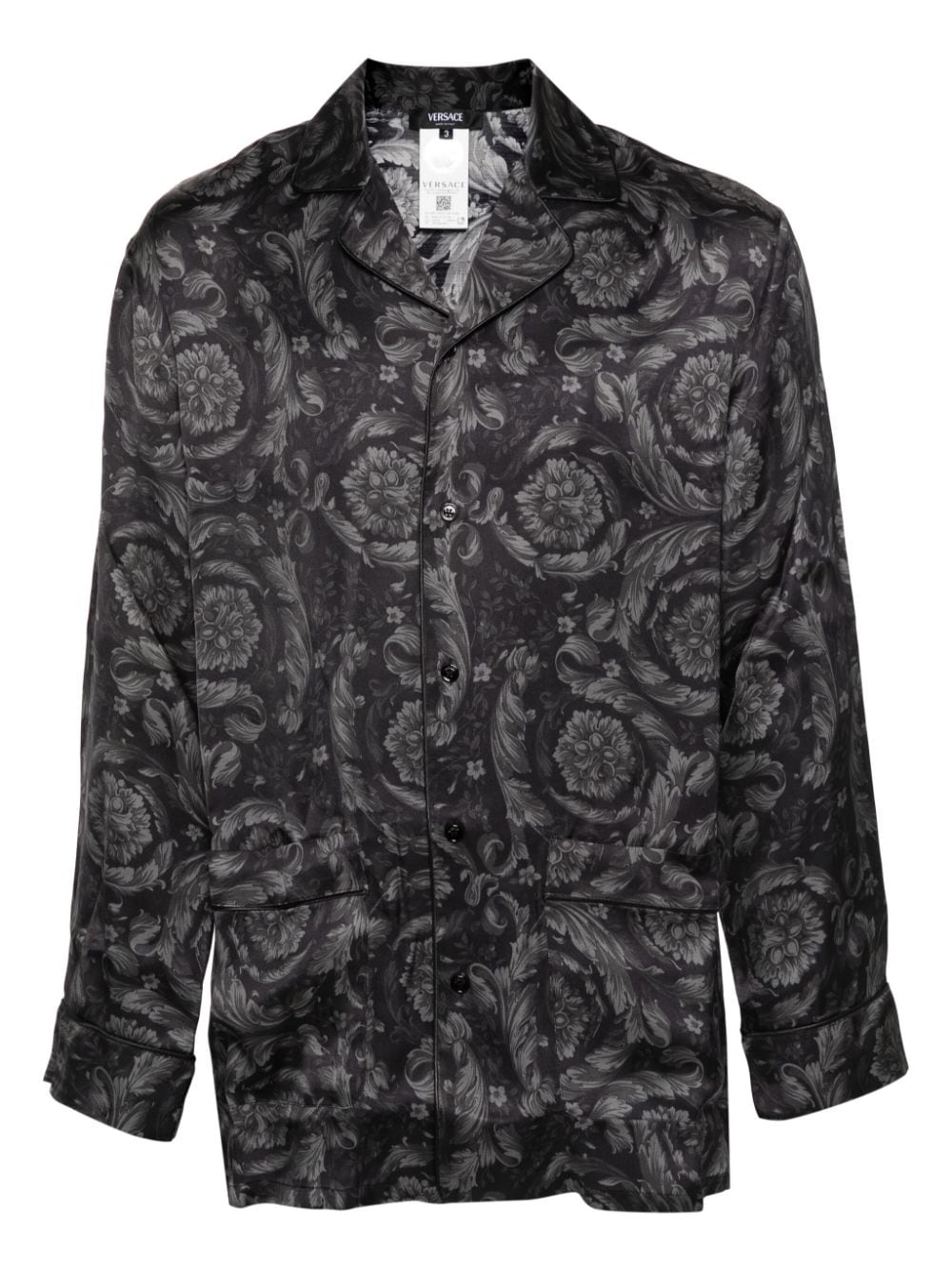 Versace Pyjama-Hemd mit Barocco-Print - Schwarz von Versace