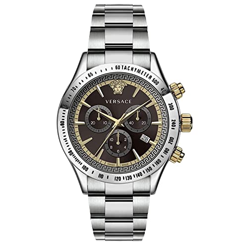 Versace Chrono Classic Herrenuhr Silber Stahl Braun Zifferblatt 44mm VEV700419 von Versace