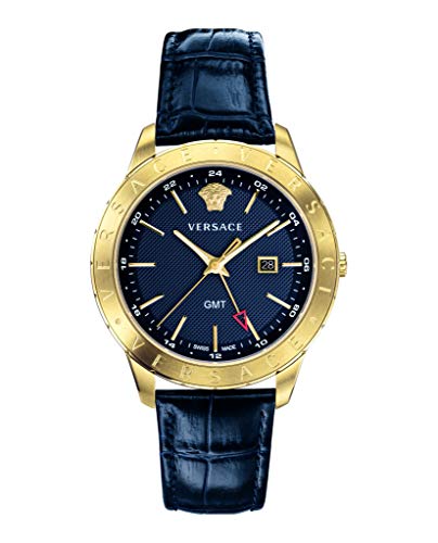 Versace Herren Armbanduhr Univers GMT blau, Gold 43 mm VEBK00318 von Versace