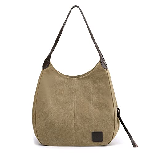 Versear Damen Leinentaschen Segeltuch Taschen Canvas Handtasche Shopper Schultertasche Tote große Handgelenktasche Henkeltasche Damentasche Canvastasche Weekender Retro Vintage mit Leder Reisetaschen von Versear