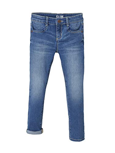 VERTBAUDET Mädchen Slim-Fit-Jeans,waterless, Hüftweite Slim Oeko-Tex® Blue Stone 128 von Vertbaudet