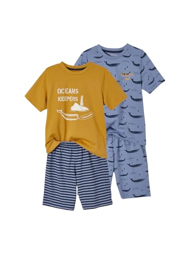 Vertbaudet 2er-Pack Kurze Jungen Schlafanzüge, Wale Basic blau+senfgelb/blau gestreift 128 Vertbaudet 2er-Pack Kurze Jungen Schlafanzüge, Wale Basic blau+senfgelb/blau gestreift 128 von Vertbaudet