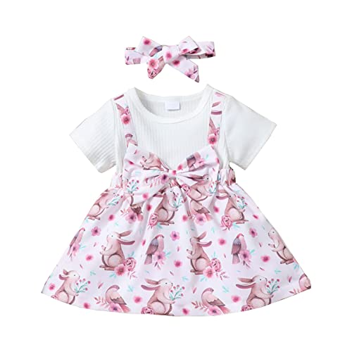 Baby Mädchen Oster-Outfits Mein erster Osterhase bedrucktes Prinzessinnenkleid Tutu-Rock mit Stirnband Sommerkleidung Rosa 18–24 Monate von Verve Jelly