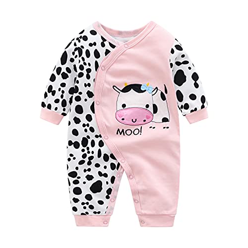 Baby Neugeborenes Baby Mädchen Kleidung Langarm Footless Strampler Overall Knopf Vorne Footless Pyjama Sleeper Rosa Fußlos 66 3-6 Monate von Verve Jelly