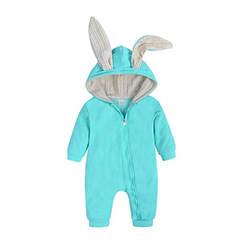 Verve Jelly Baby Jungen Mädchen Kaninchen Ohr Reißverschluss Strampler Infant Kapuzen Bunny Body Infant Langarm Overall Blau 2 66 3-6 Monate von Verve Jelly