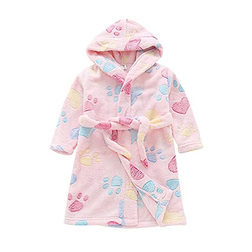 Verve Jelly Baby Jungen Mädchen Kapuzen Bademäntel Kleinkind Bademantel Flanell Duschtuch Unisex Kinder Bademantel Pyjamas Nachtwäsche mit Gürtel Rosa 100 3-4 Jahre von Verve Jelly