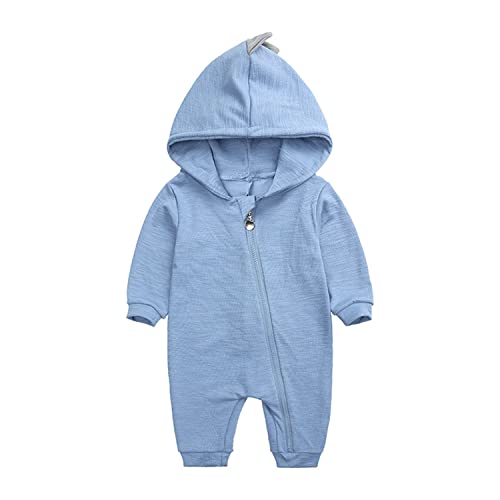 Verve Jelly Baby Mädchen Jungen Bodys Strampler Langarm Dinosaurier Print Hoodie Reißverschluss Overall Sleepsuit Weiche Onesies Hoodie Outfits Dinosaurier Blau 80 9-12 Monate von Verve Jelly