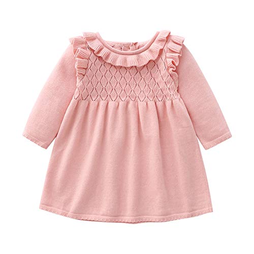 Verve Jelly Baby Mädchen Kleid Herbst Winter Baby Mädchen Kleidung Strickkleid Einfarbig Neugeborenen Pullover Kleid Rosa 66 3-6 Monate von Verve Jelly