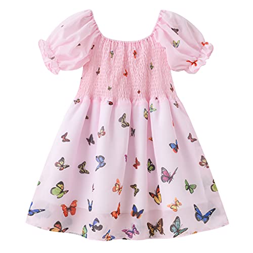 Verve Jelly Kleines Baby Blumenmädchen Kind Schmetterlingsflügel Kleider Tüll Tutu Dress Up Prinzessin Geburtstag Hochzeit Party Outfit Rosa 130 6-7 Jahre von Verve Jelly