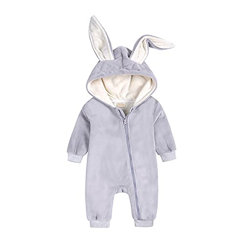 Verve Jelly Kleinkind Baby Jungen Mädchen Einteilige Strampler Kleidung Reißverschluss Mit Kapuze Overall Niedlichen Hasenohren Body Herbst Winter Warme Kleidung Samt Blau 80 9-12 Monate von Verve Jelly