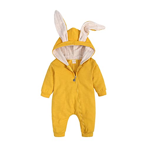 Verve Jelly Kleinkind Baby Jungen Mädchen Langarm Strampler Reißverschluss Body Netter Hase Overall Einteiliger Herbst Winter Kleidung Gelb 2 80 9-12 Monate von Verve Jelly