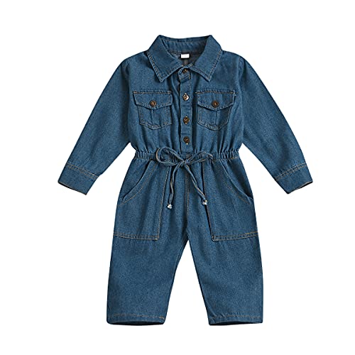 Verve Jelly Kleinkind Baby Mädchen Jungen DenimOutfit Kleidung Langarm Strampler Body Einteiliger Overall Herbst Winter Outfit Blau 90 2-3 Jahre von Verve Jelly