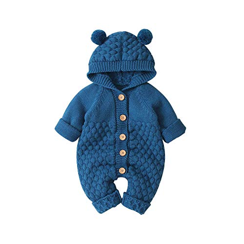 Verve Jelly Neugeborenes Baby Ohr Kapuze Gestrickte Strampler Overall Winter Wärmer Schneeanzug für Jungen Mädchen von Verve Jelly