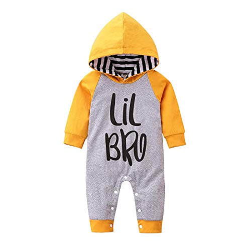 Verve Jelly Neugeborene Jungen Kleidung Lil Bro Letter Print Strampler Hoodie Onesies Langarm Jumpsuit Passende Outfits von Verve Jelly