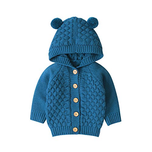 Verve Jelly Säugling Baby Mädchen Jungen Strickmantel Strickjacke Niedliches Bärenohr Warme Langarm Kapuzenpullover Outwear von Verve Jelly