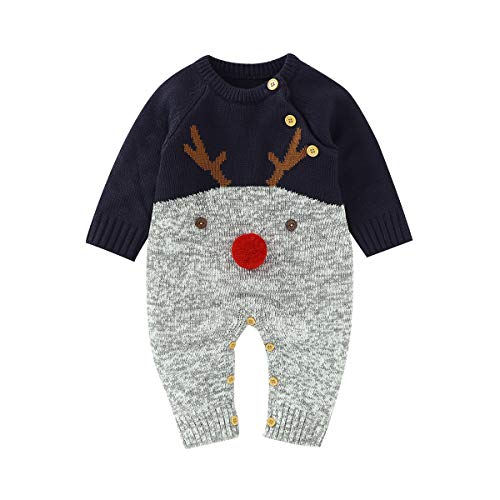 Weihnachtsoutfit Kleinkind Baby Jungen Mädchen Weihnachten Rentier Strampler Herbst Winter Strickpullover Outfit Overalls von Verve Jelly