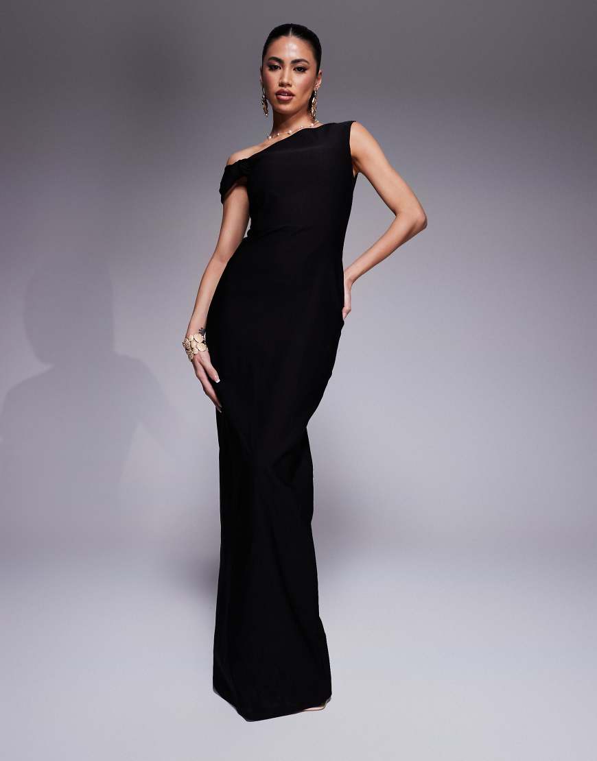 Vesper - Bodycon-Kleid in Maxilänge in Schwarz mit Knotendetail und One-Shoulder-Träger Vesper - Bodycon-Kleid in Maxilänge in Schwarz mit Knotendetail und One-Shoulder-Träger von Vesper